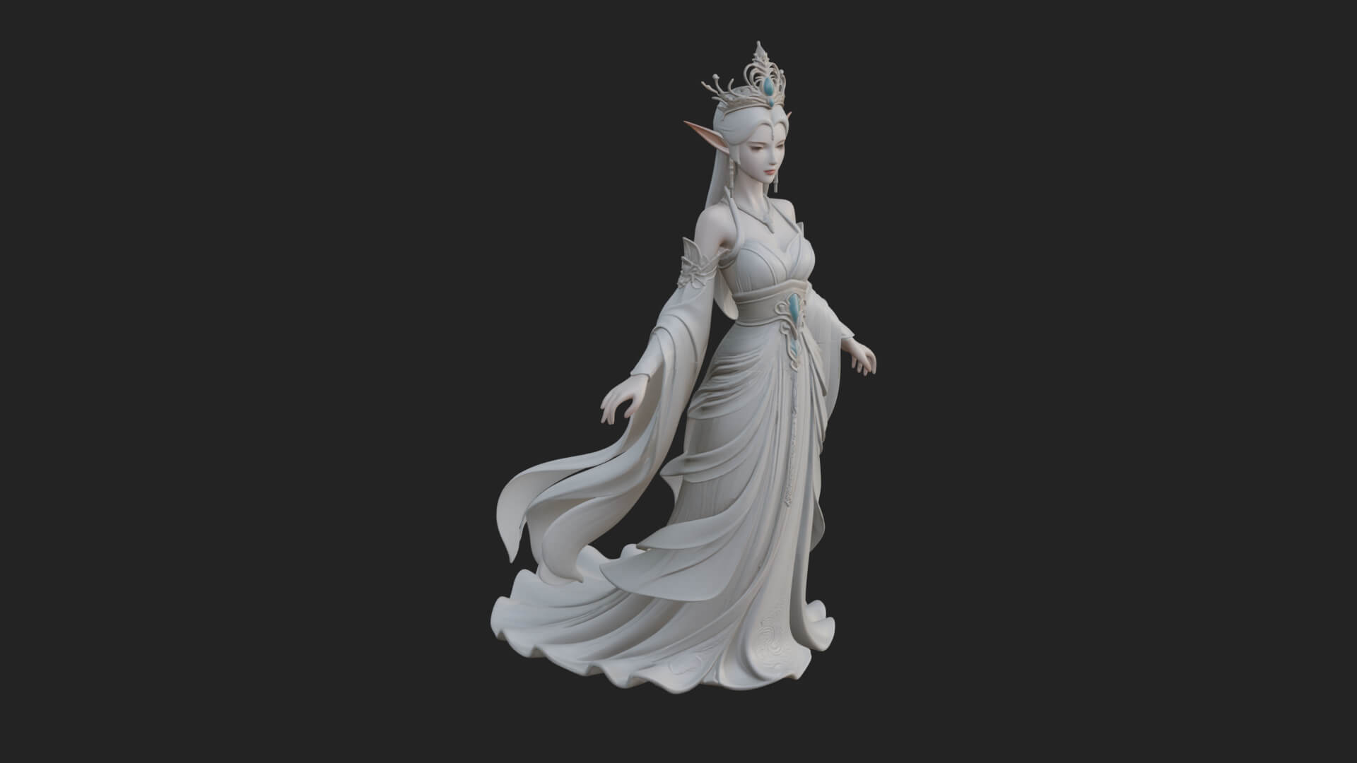 Elven Queen Statue Design 14 3D Print Model 3D Model