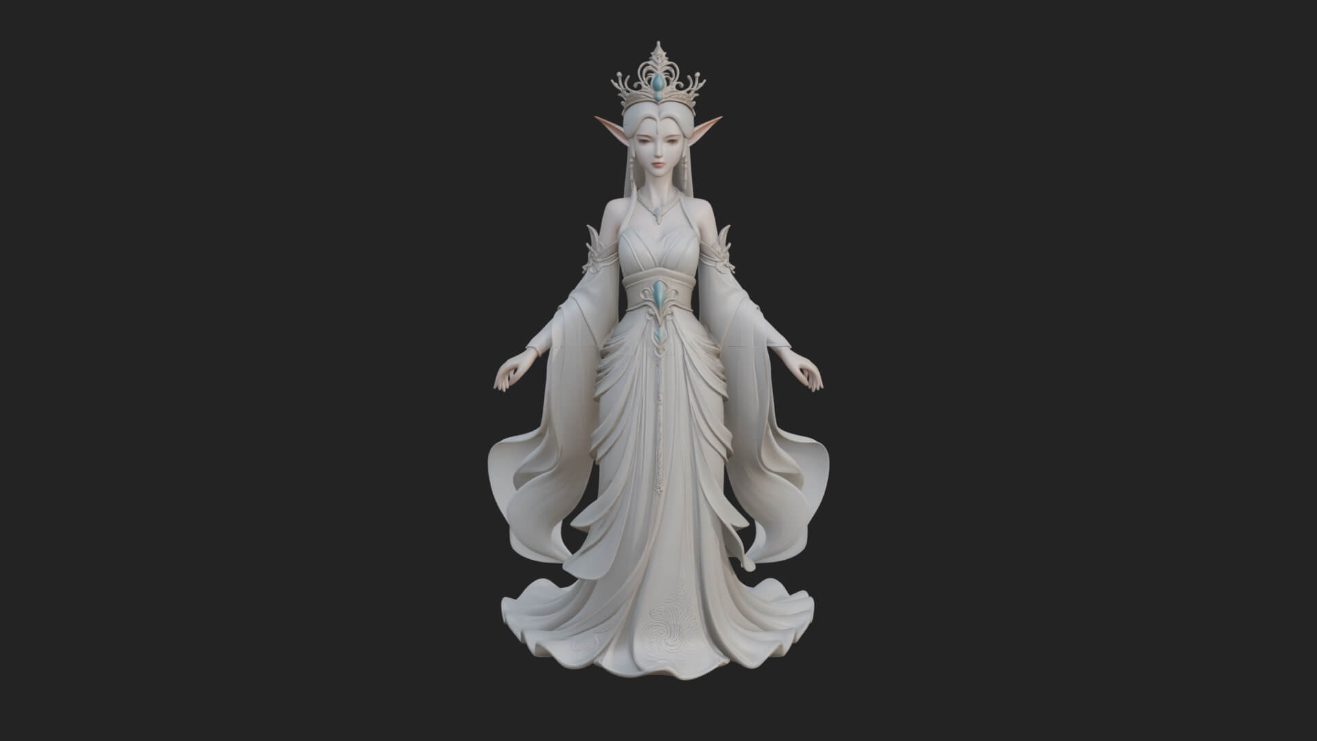 Elven Queen Statue Design 14 3D Print Model 3D Model