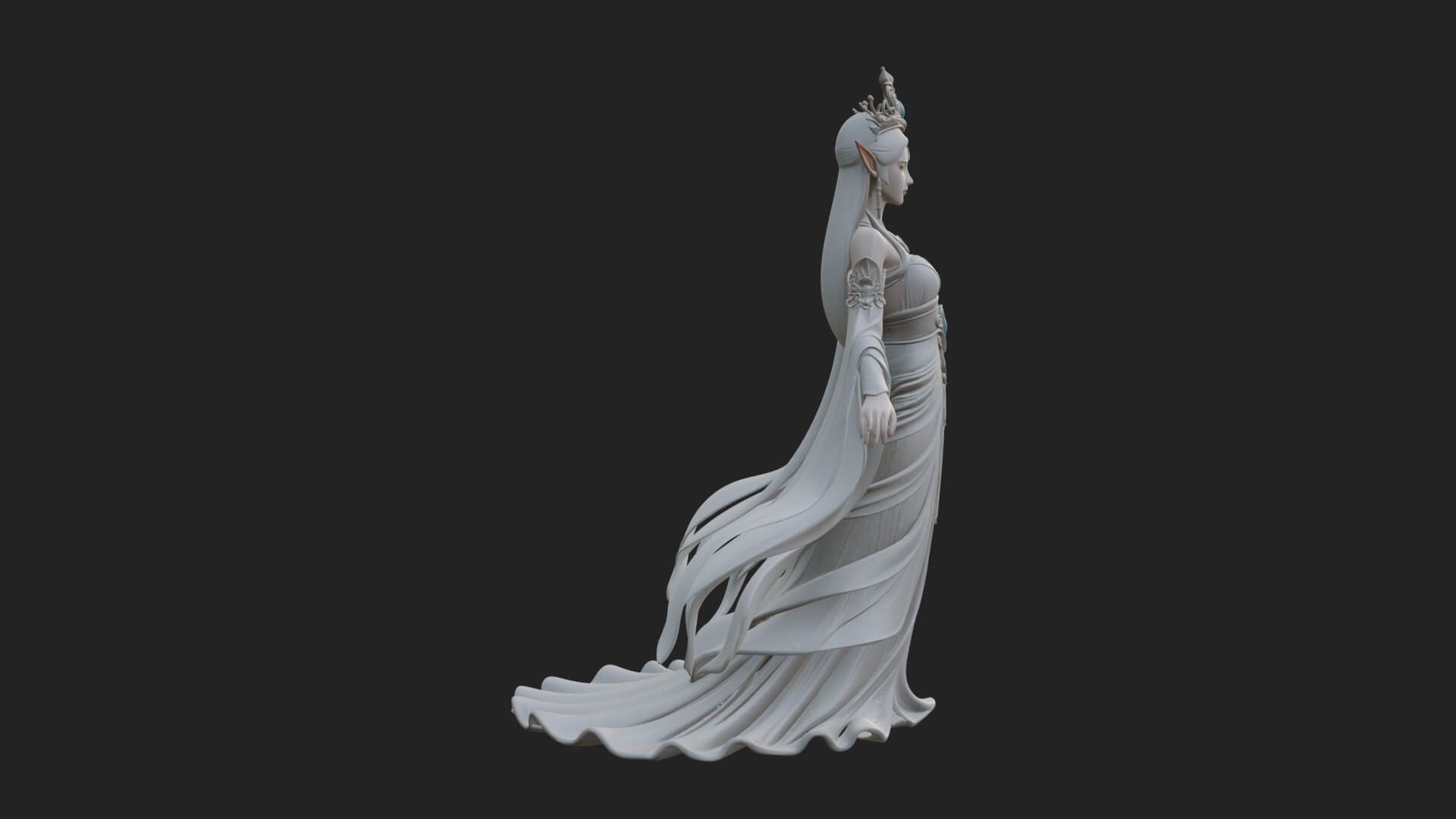 Elven Queen Statue Design 14 3D Print Model 3D Model