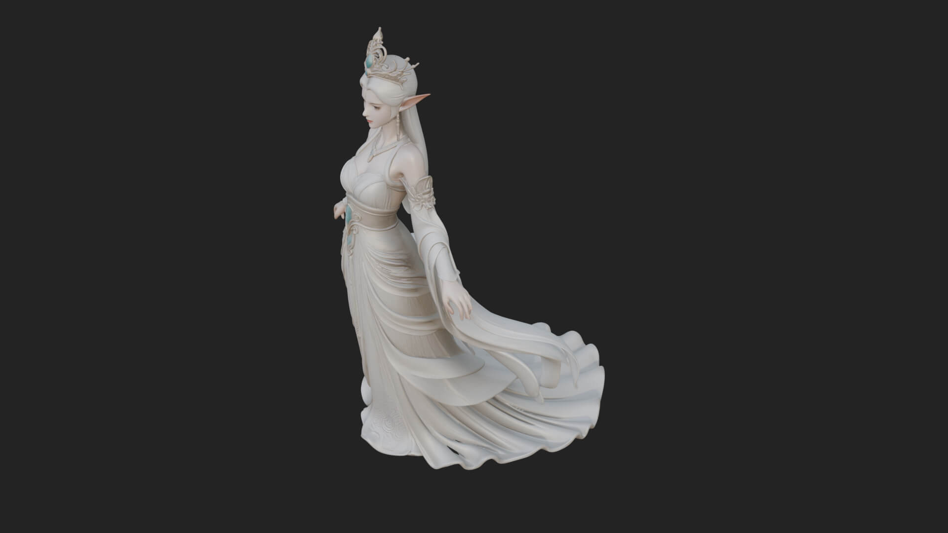 Elven Queen Statue Design 14 3D Print Model 3D Model