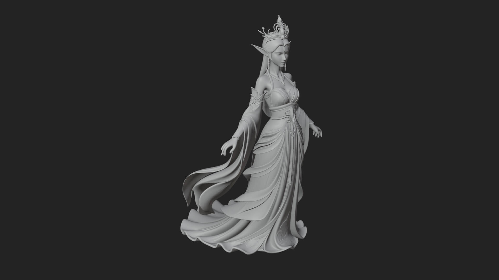 Elven Queen Statue Design 14 3D Print Model 3D Model