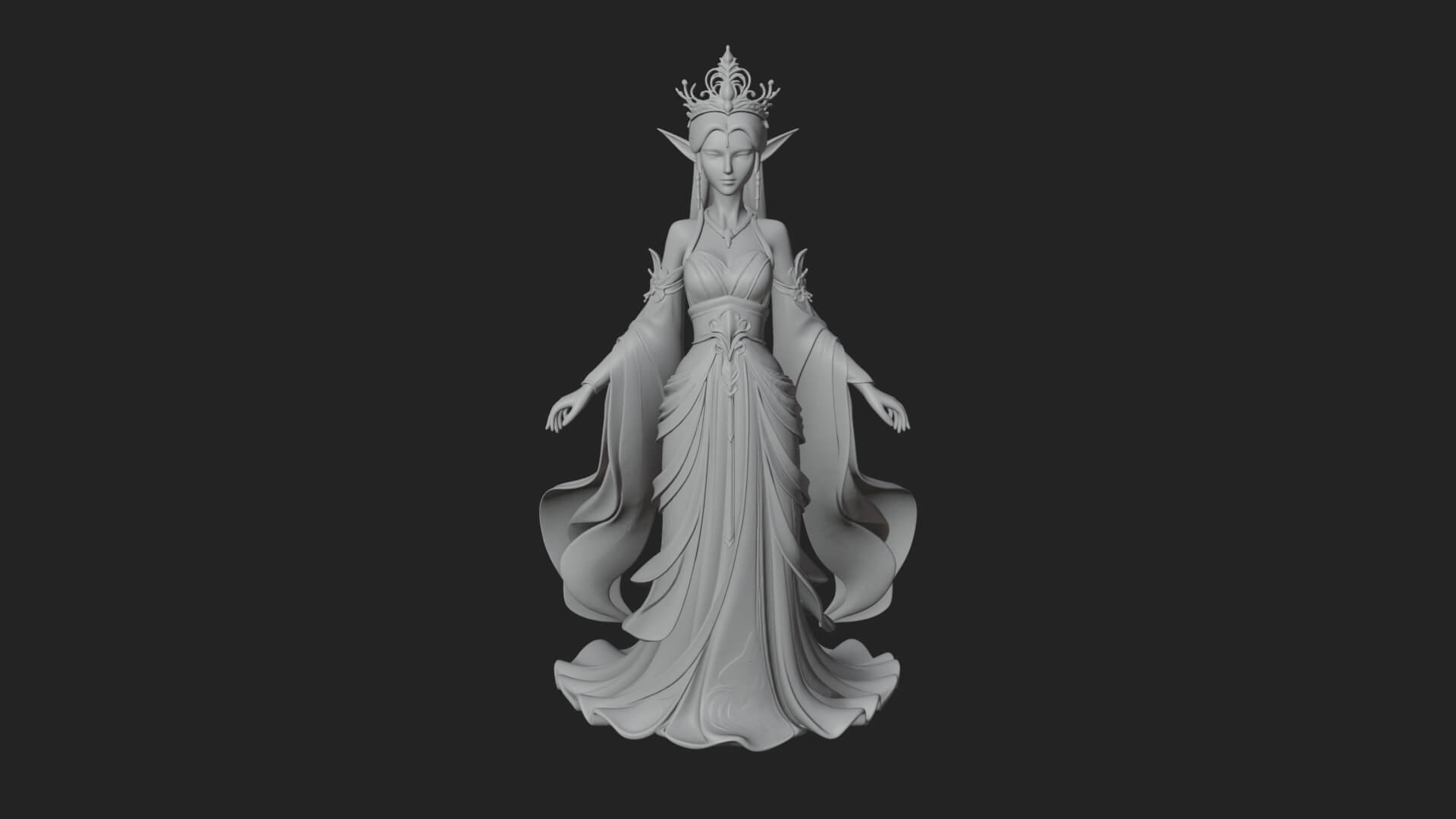 Elven Queen Statue Design 14 3D Print Model 3D Model