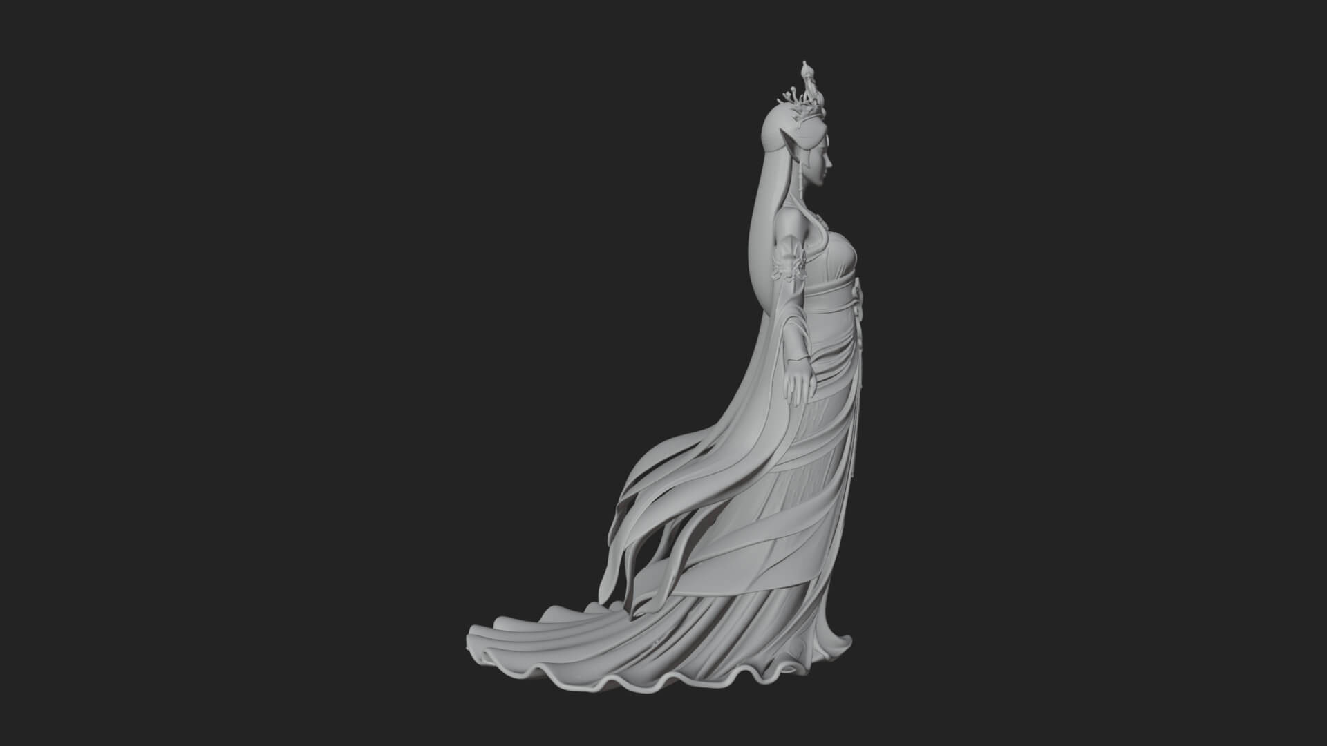 Elven Queen Statue Design 14 3D Print Model 3D Model