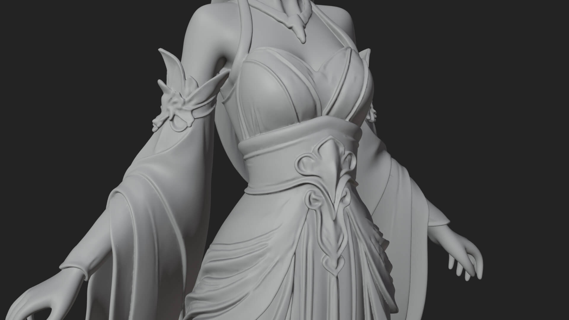 Elven Queen Statue Design 14 3D Print Model 3D Model
