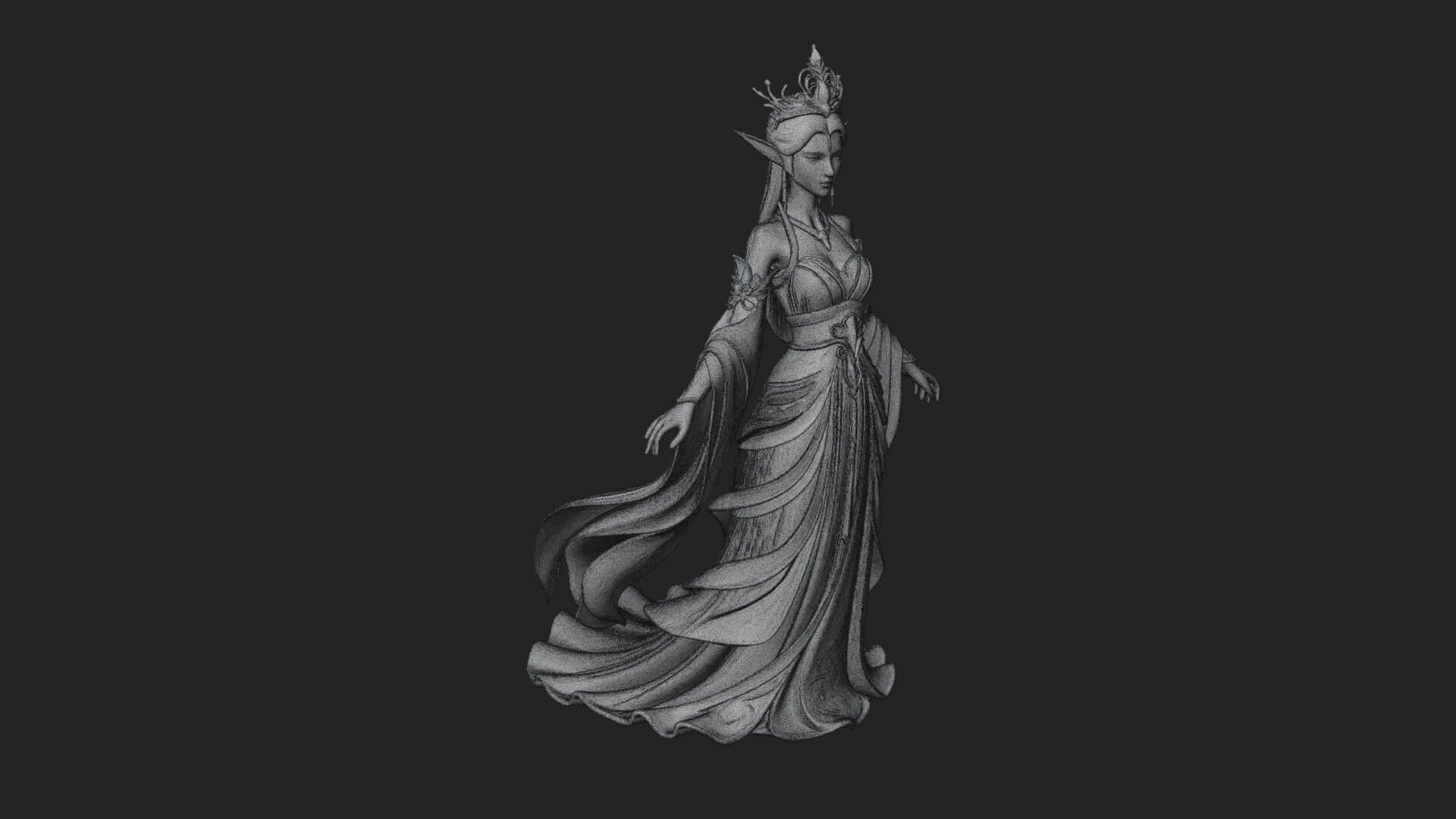 Elven Queen Statue Design 14 3D Print Model 3D Model