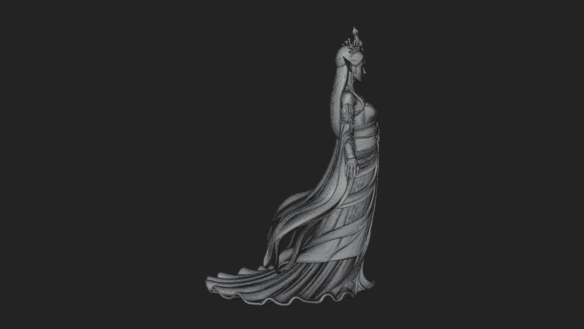 Elven Queen Statue Design 14 3D Print Model 3D Model