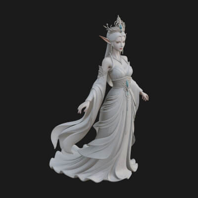 Elven Queen Statue Design 14 3D Print Model