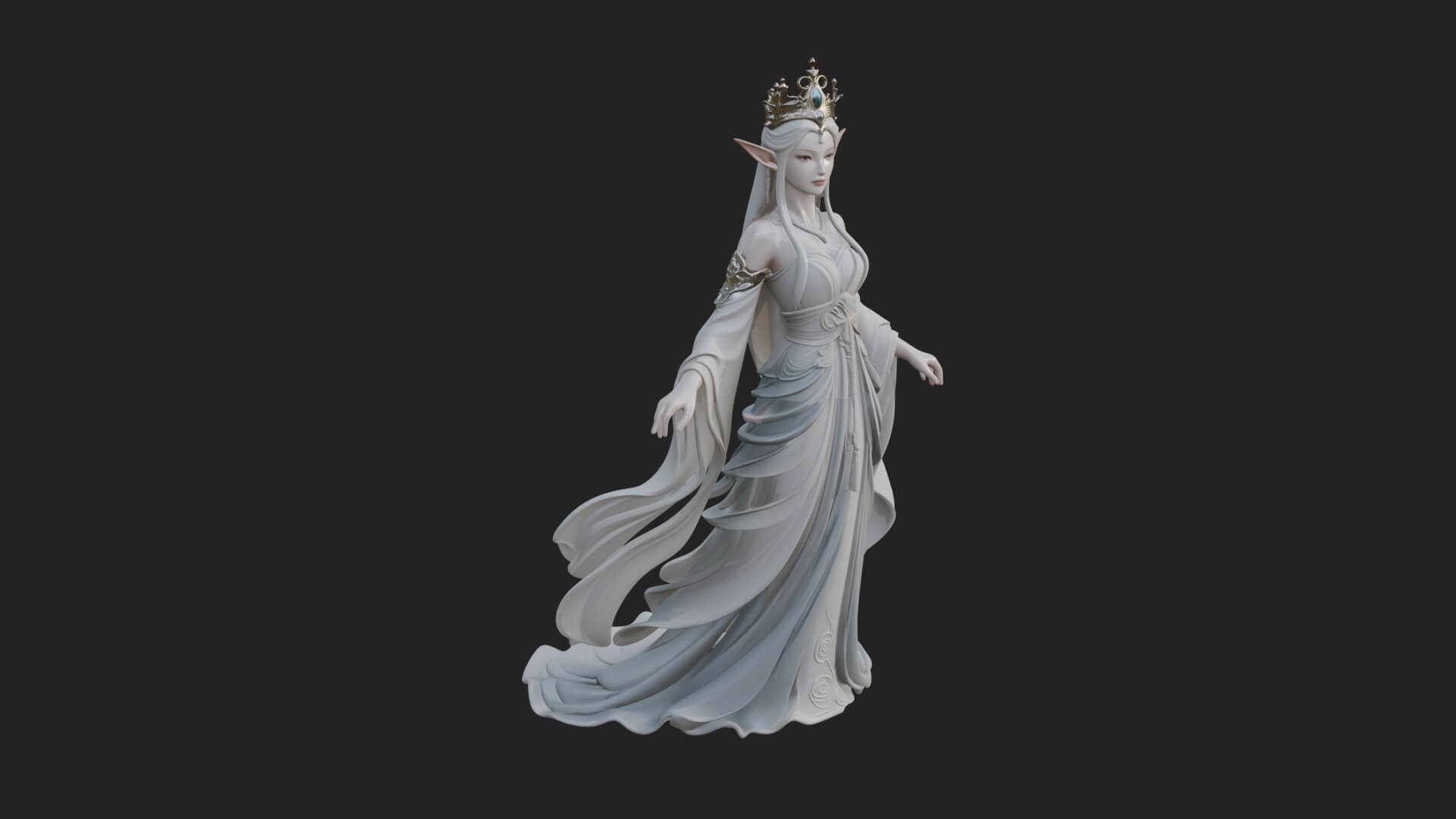 Elven Queen Statue Design 15 3d Print Model 3D Model