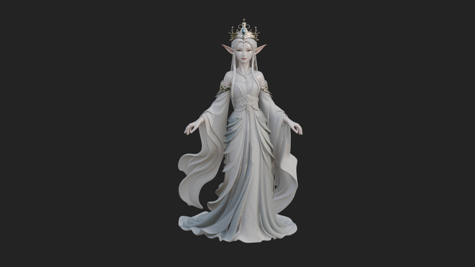 Elven Queen Statue Design 15 3d Print Model 3D Model