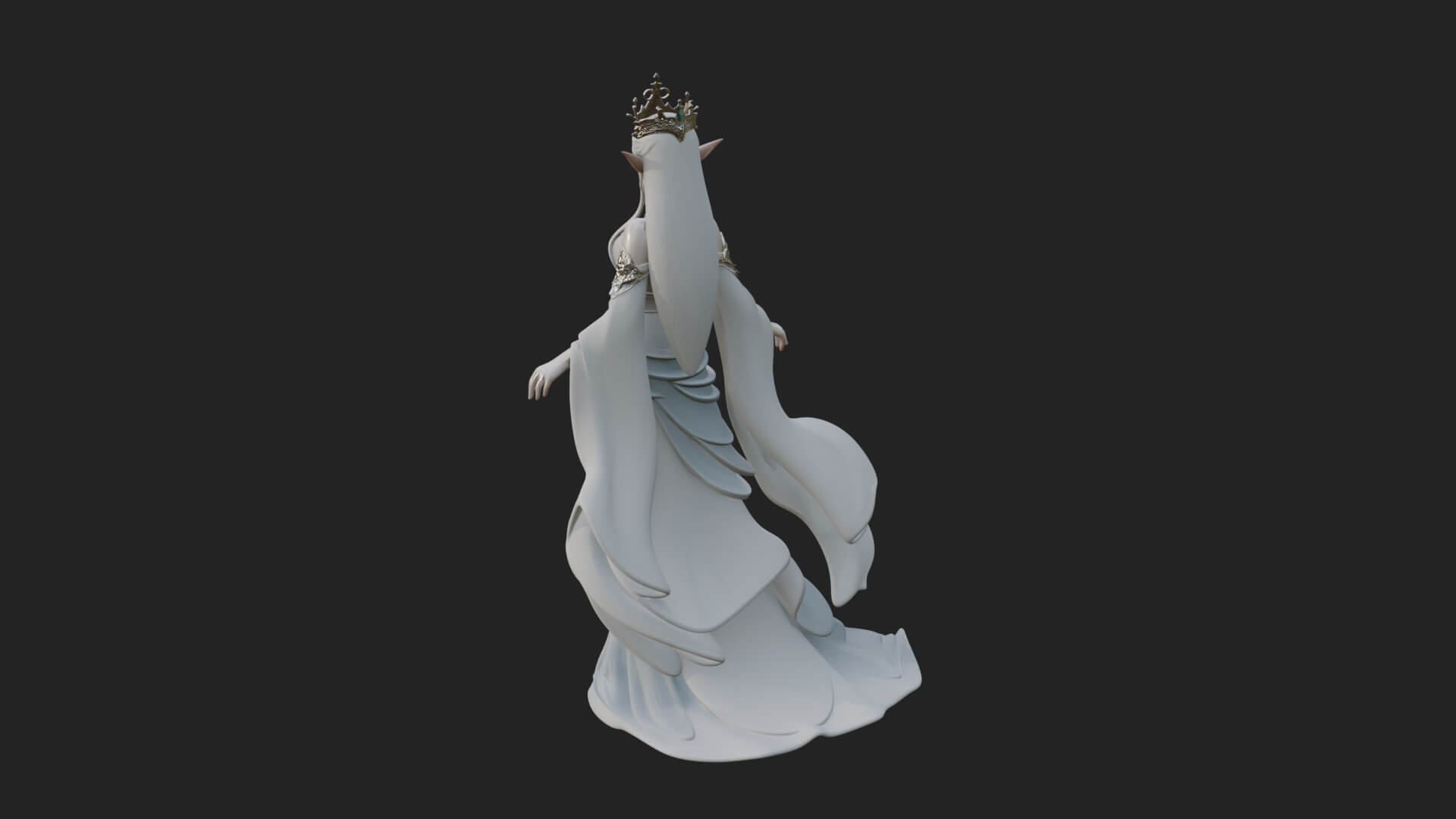 Elven Queen Statue Design 15 3d Print Model 3D Model