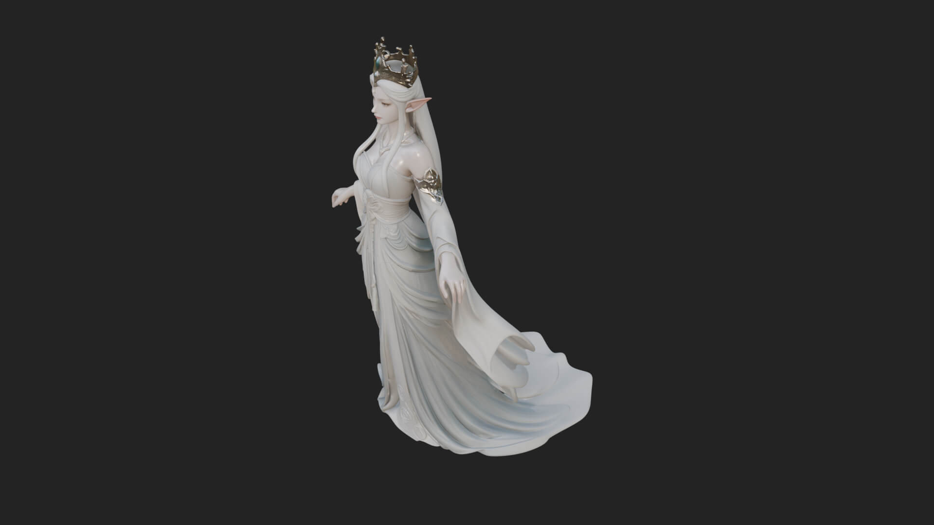 Elven Queen Statue Design 15 3d Print Model 3D Model