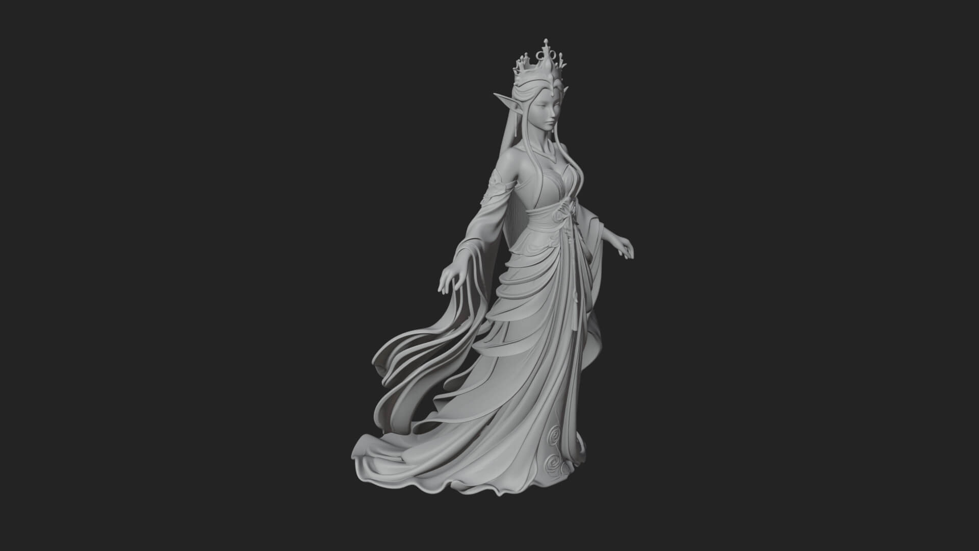 Elven Queen Statue Design 15 3d Print Model 3D Model