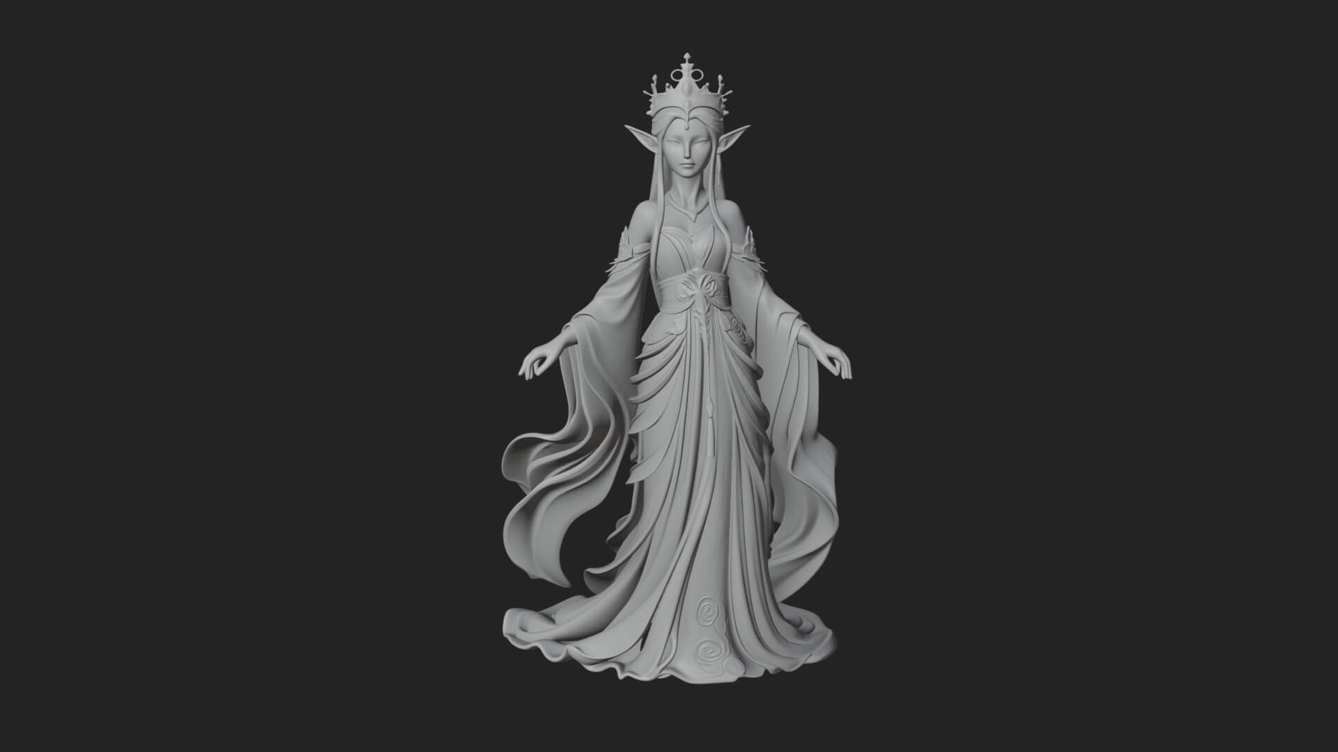 Elven Queen Statue Design 15 3d Print Model 3D Model