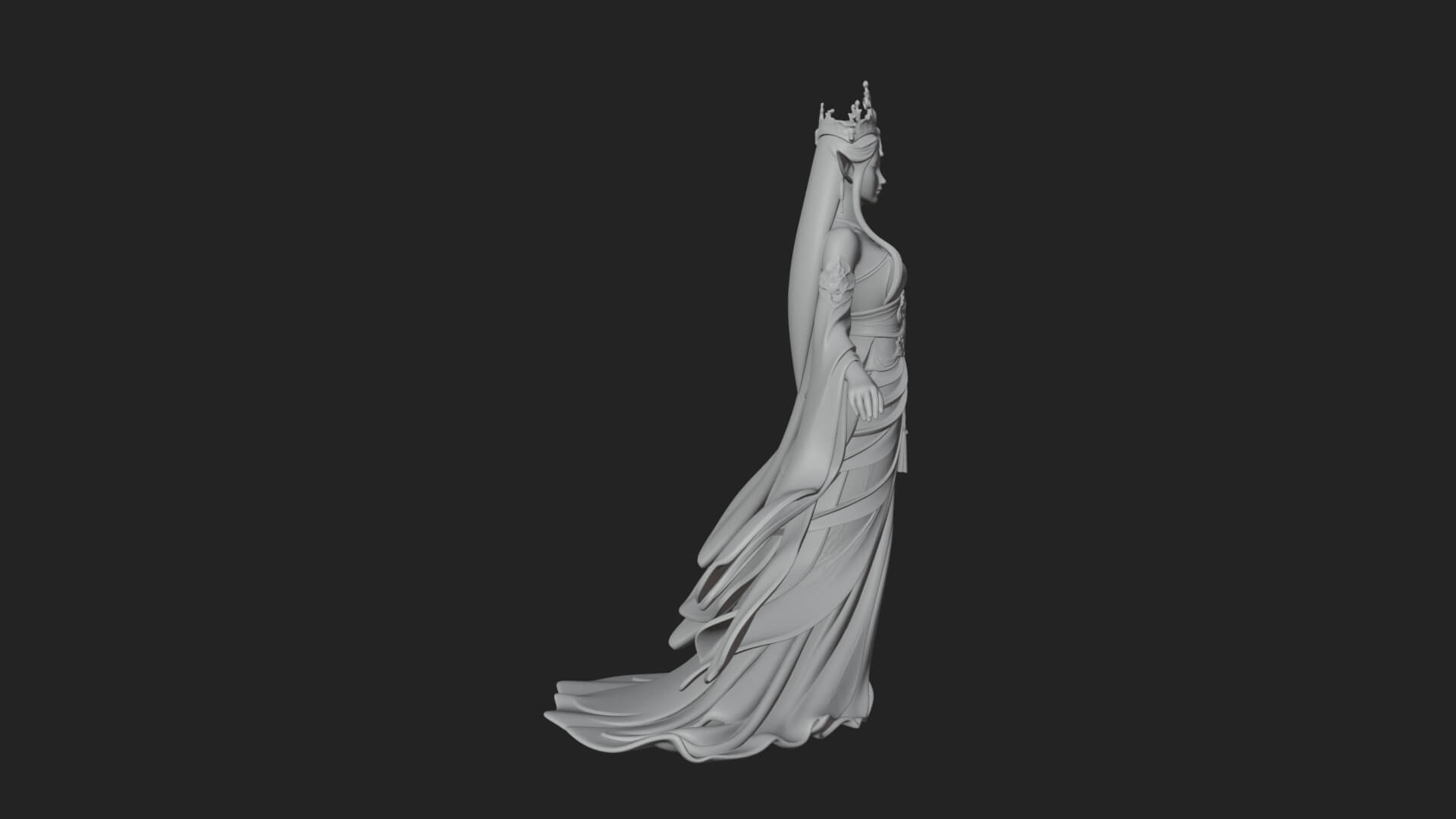 Elven Queen Statue Design 15 3d Print Model 3D Model