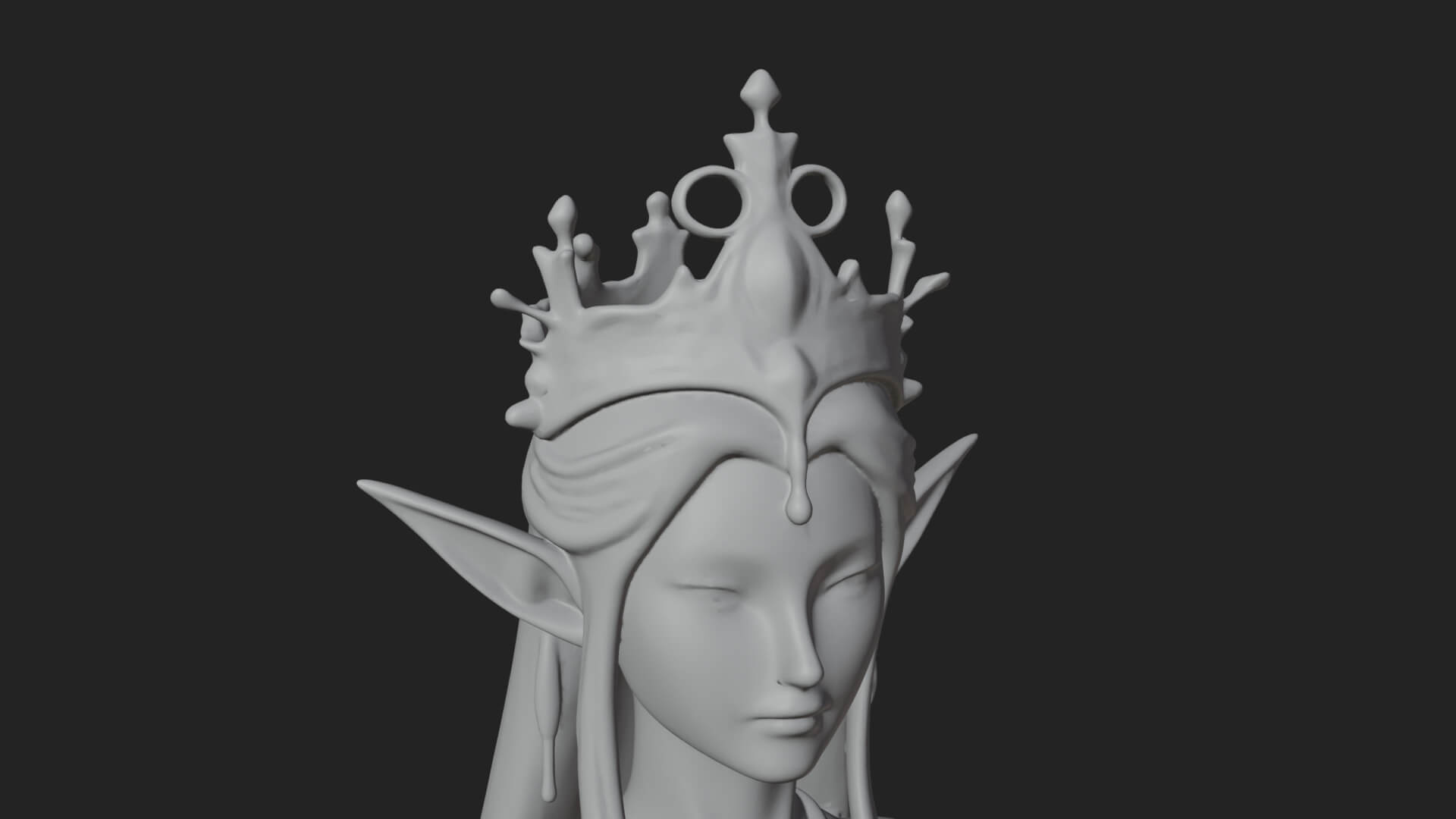 Elven Queen Statue Design 15 3d Print Model 3D Model