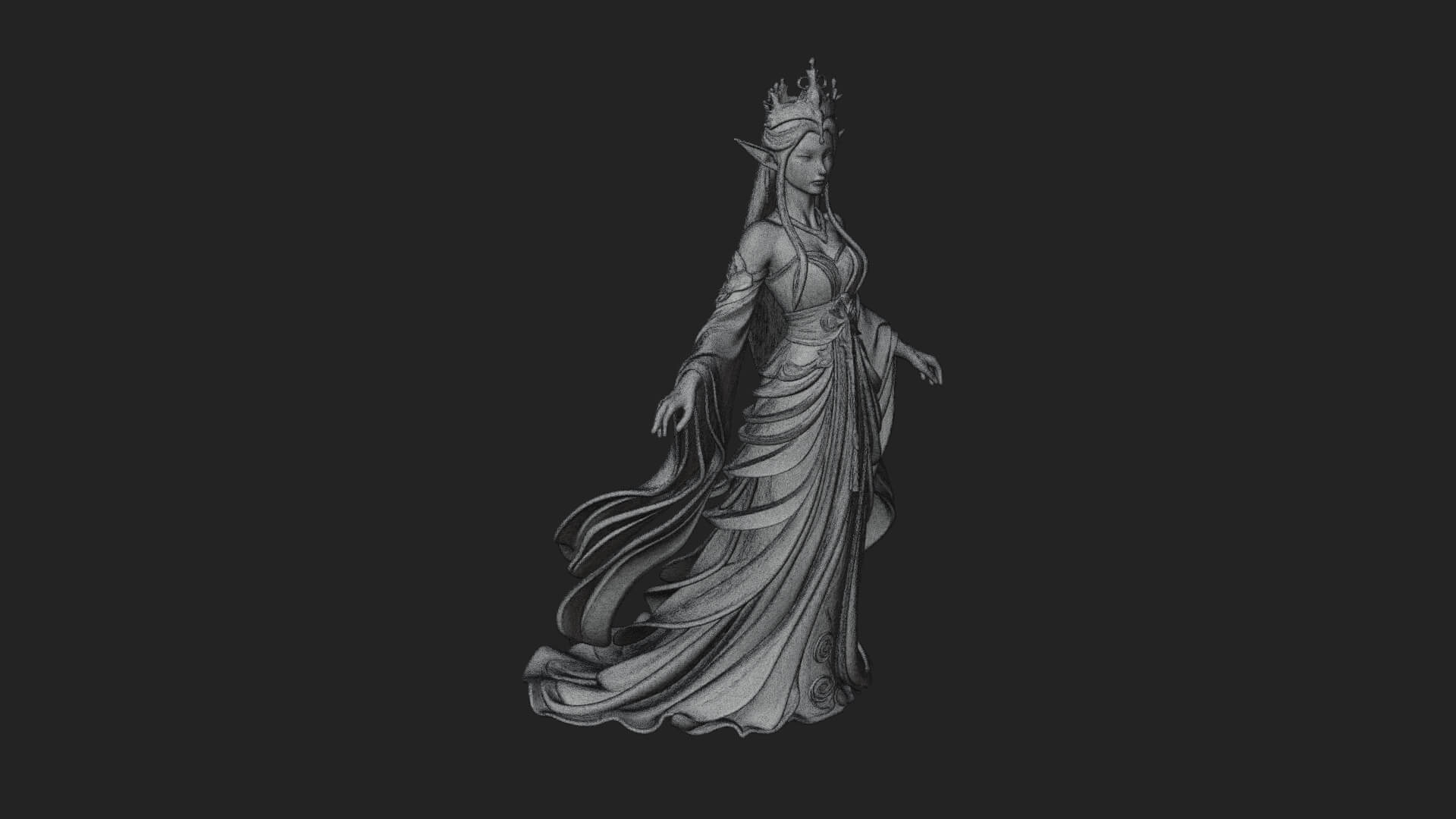 Elven Queen Statue Design 15 3d Print Model 3D Model