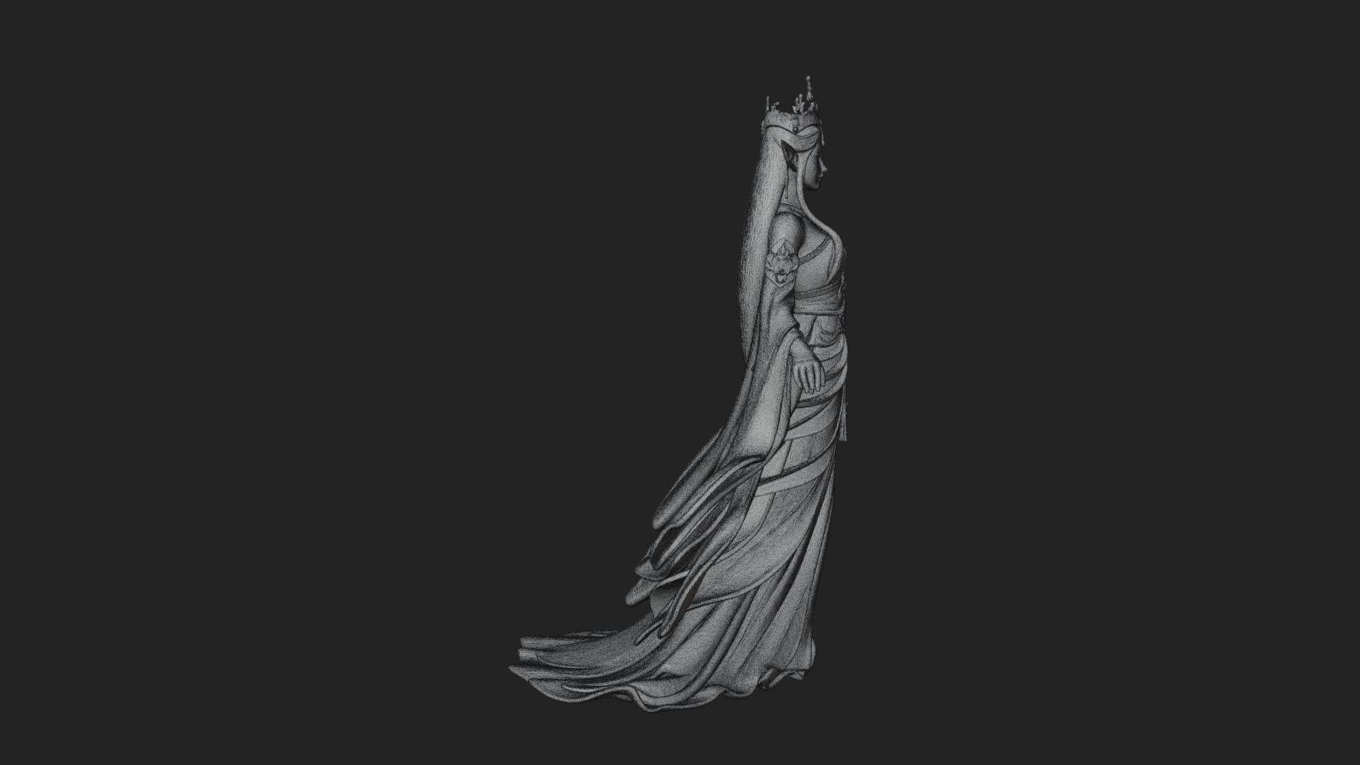 Elven Queen Statue Design 15 3d Print Model 3D Model