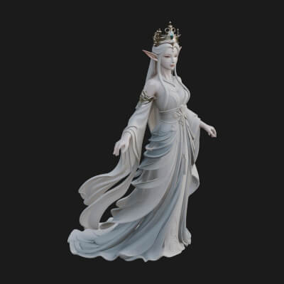 Elven Queen Statue Design 15 3d Print Model