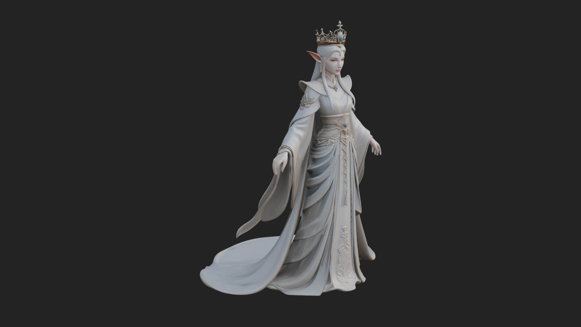 Elven Queen Statue Design 16 3D Print Model 3D Model
