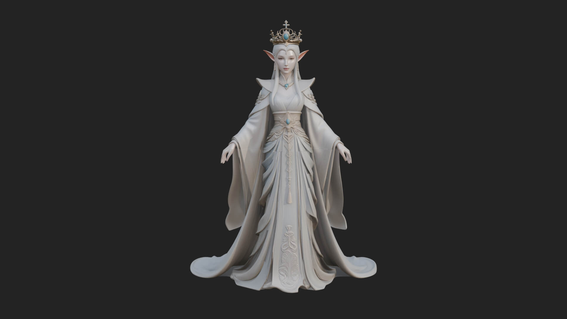 Elven Queen Statue Design 16 3D Print Model 3D Model