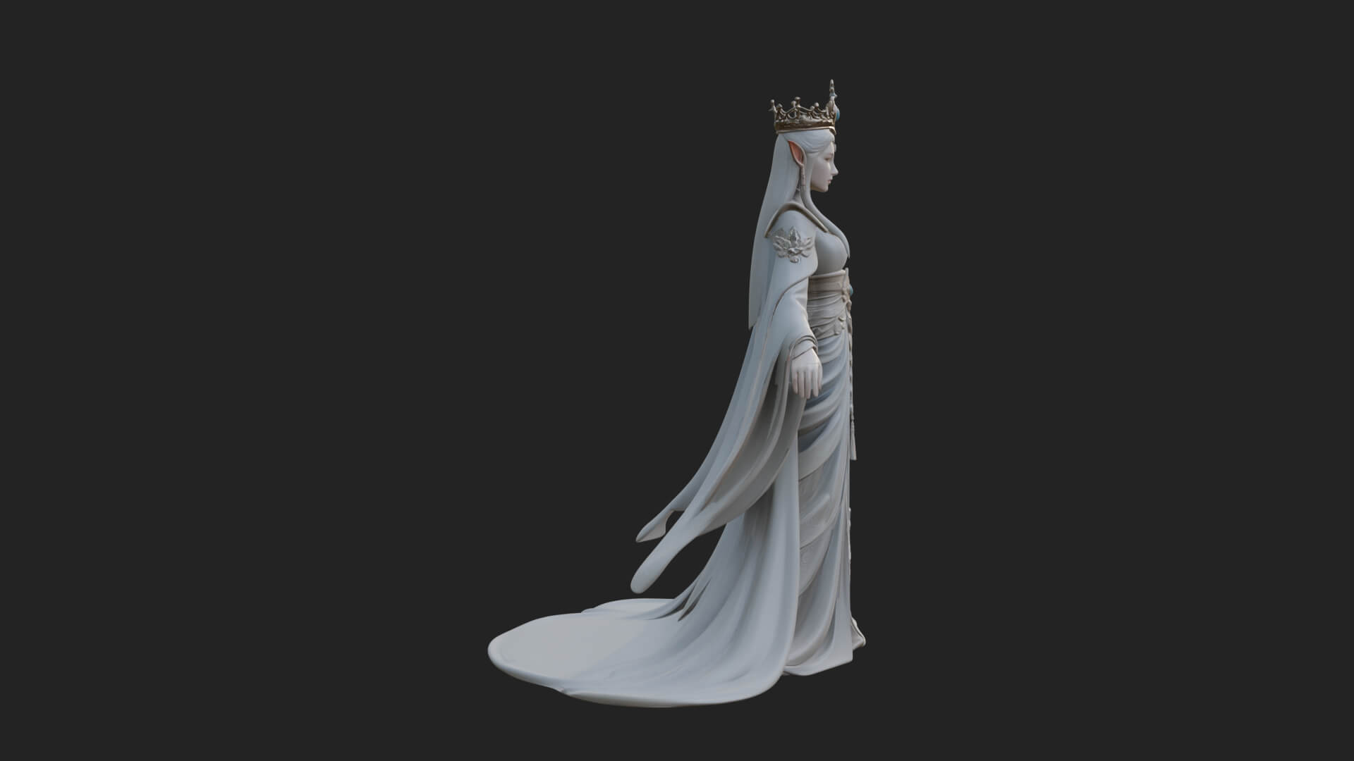 Elven Queen Statue Design 16 3D Print Model 3D Model