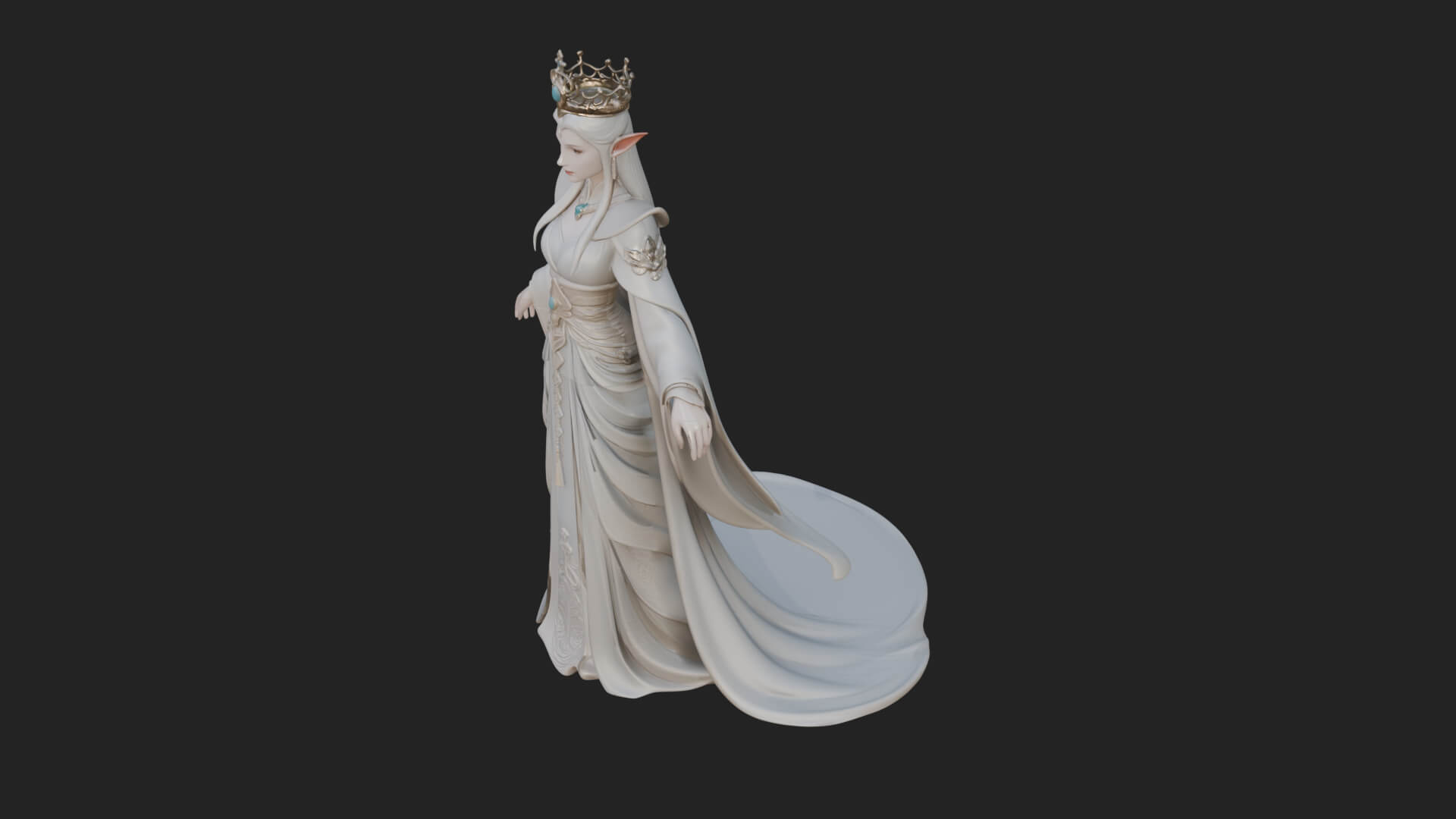 Elven Queen Statue Design 16 3D Print Model 3D Model