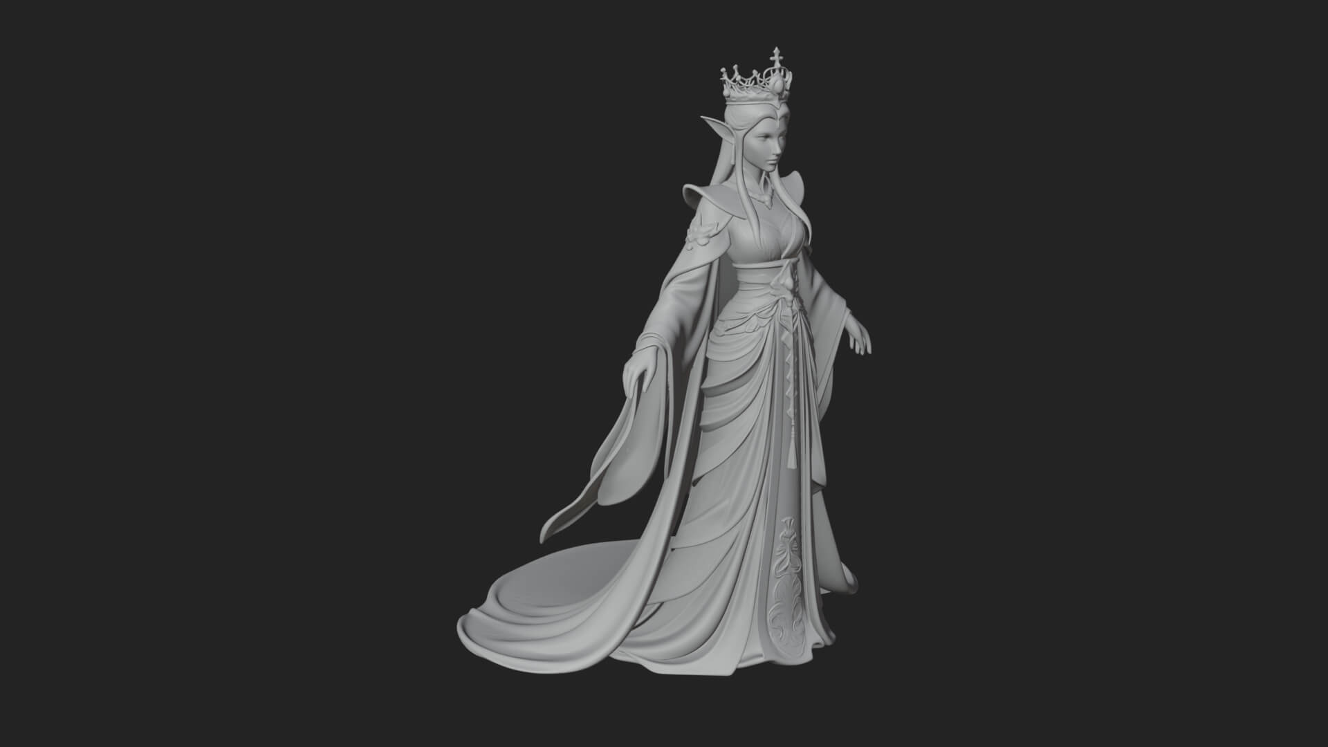 Elven Queen Statue Design 16 3D Print Model 3D Model