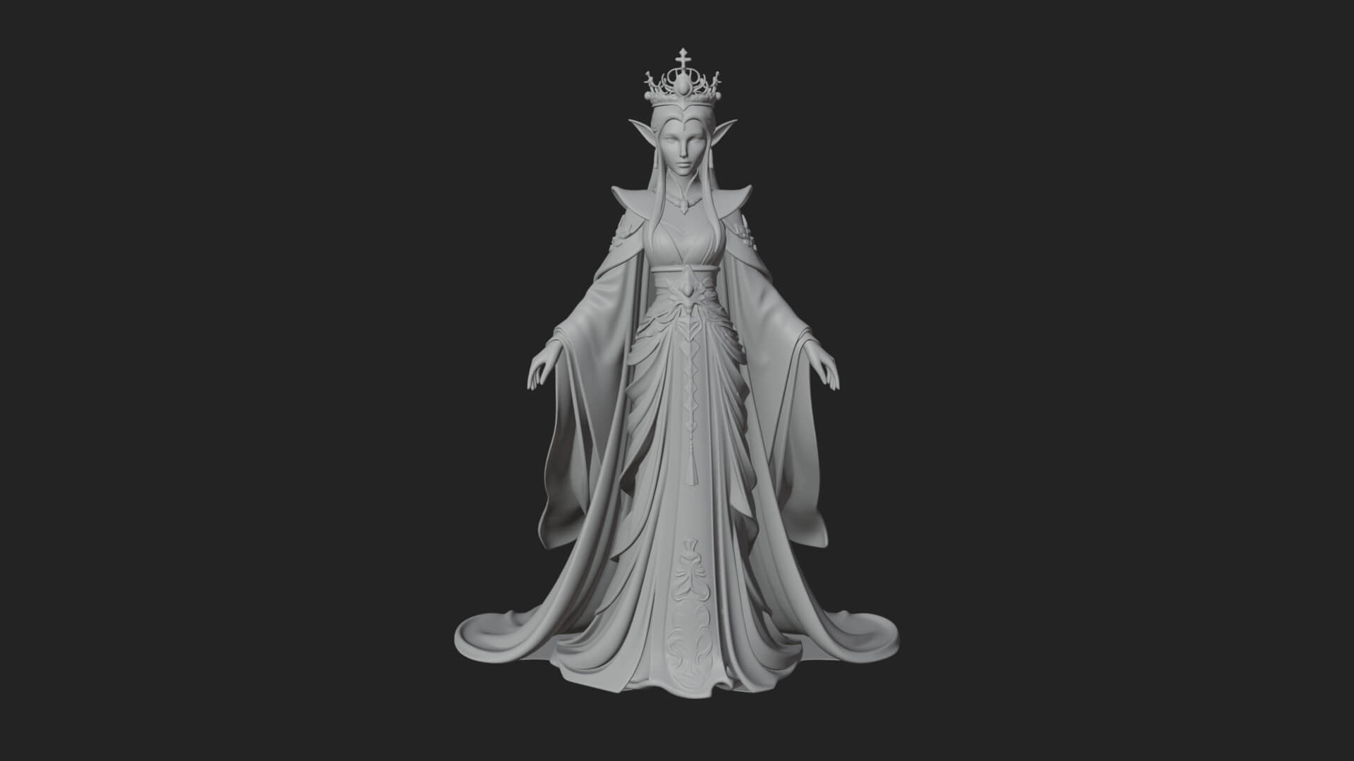 Elven Queen Statue Design 16 3D Print Model 3D Model