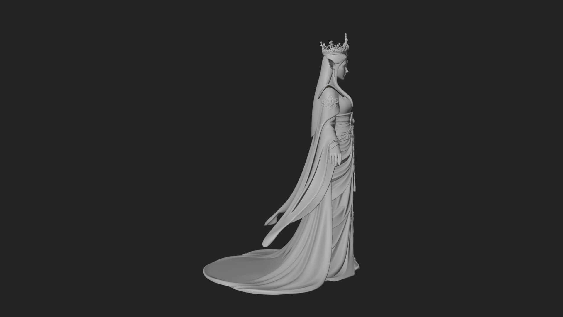 Elven Queen Statue Design 16 3D Print Model 3D Model