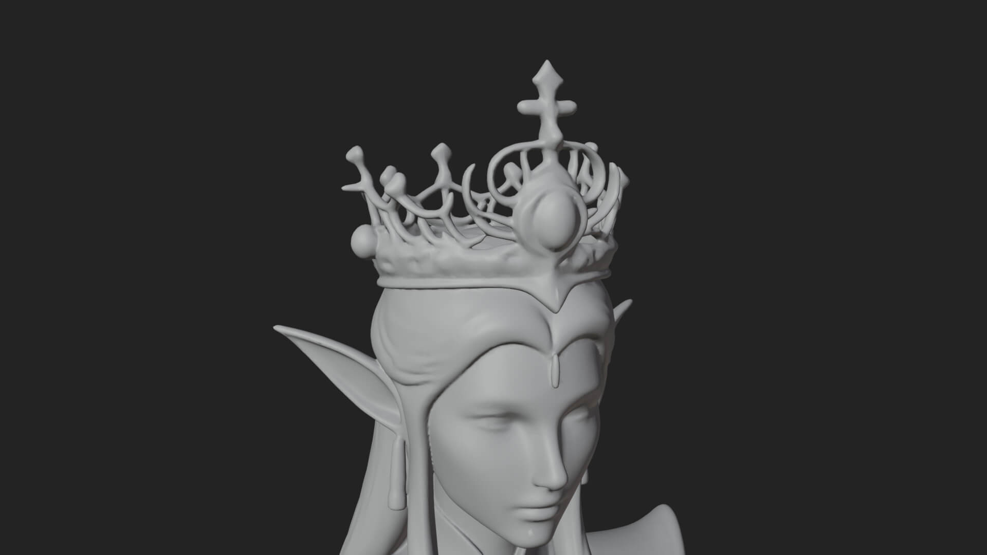 Elven Queen Statue Design 16 3D Print Model 3D Model