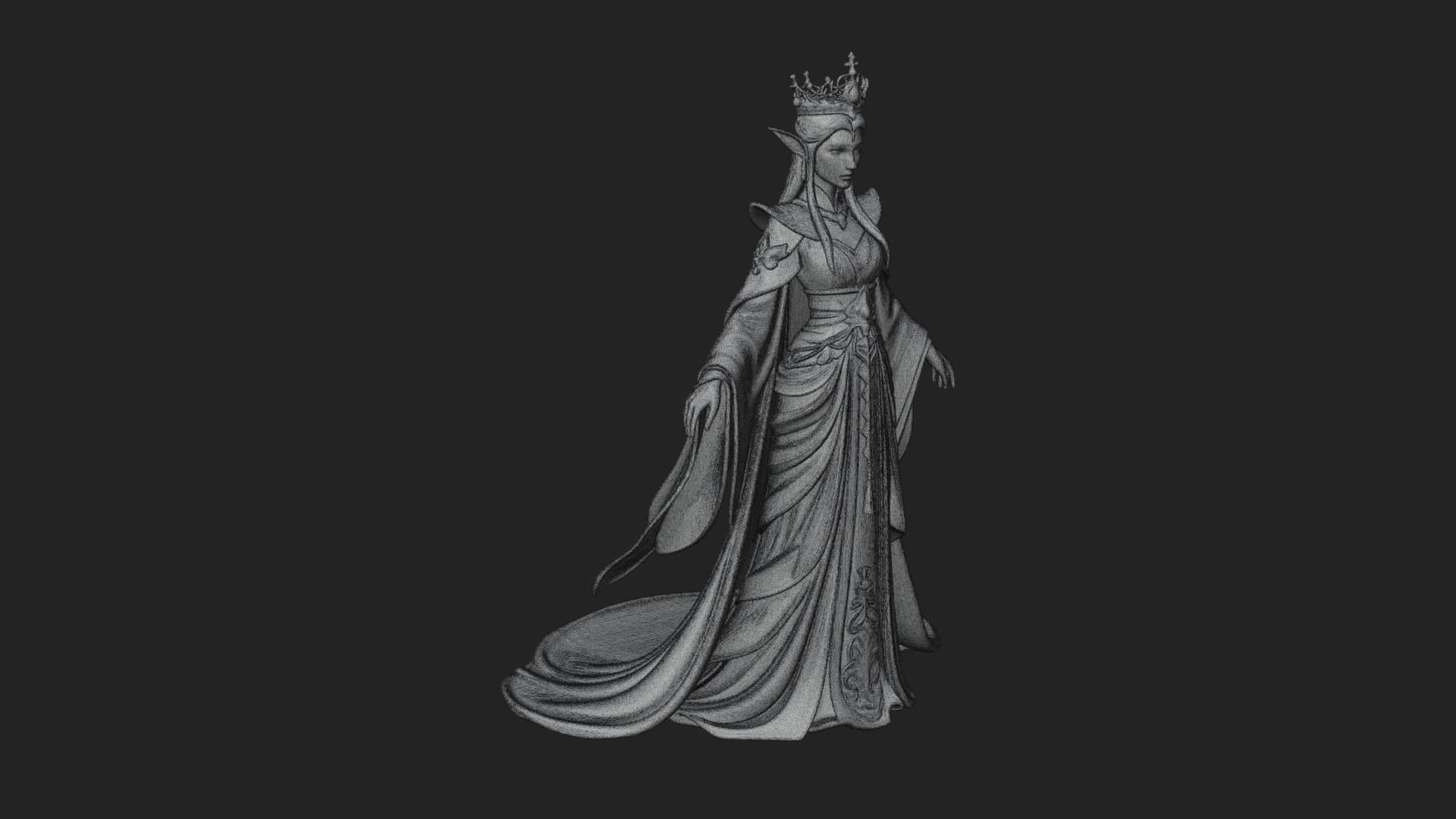 Elven Queen Statue Design 16 3D Print Model 3D Model
