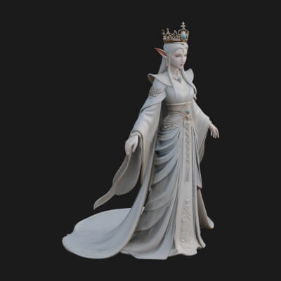 Elven Queen Statue Design 16 3D Print Model