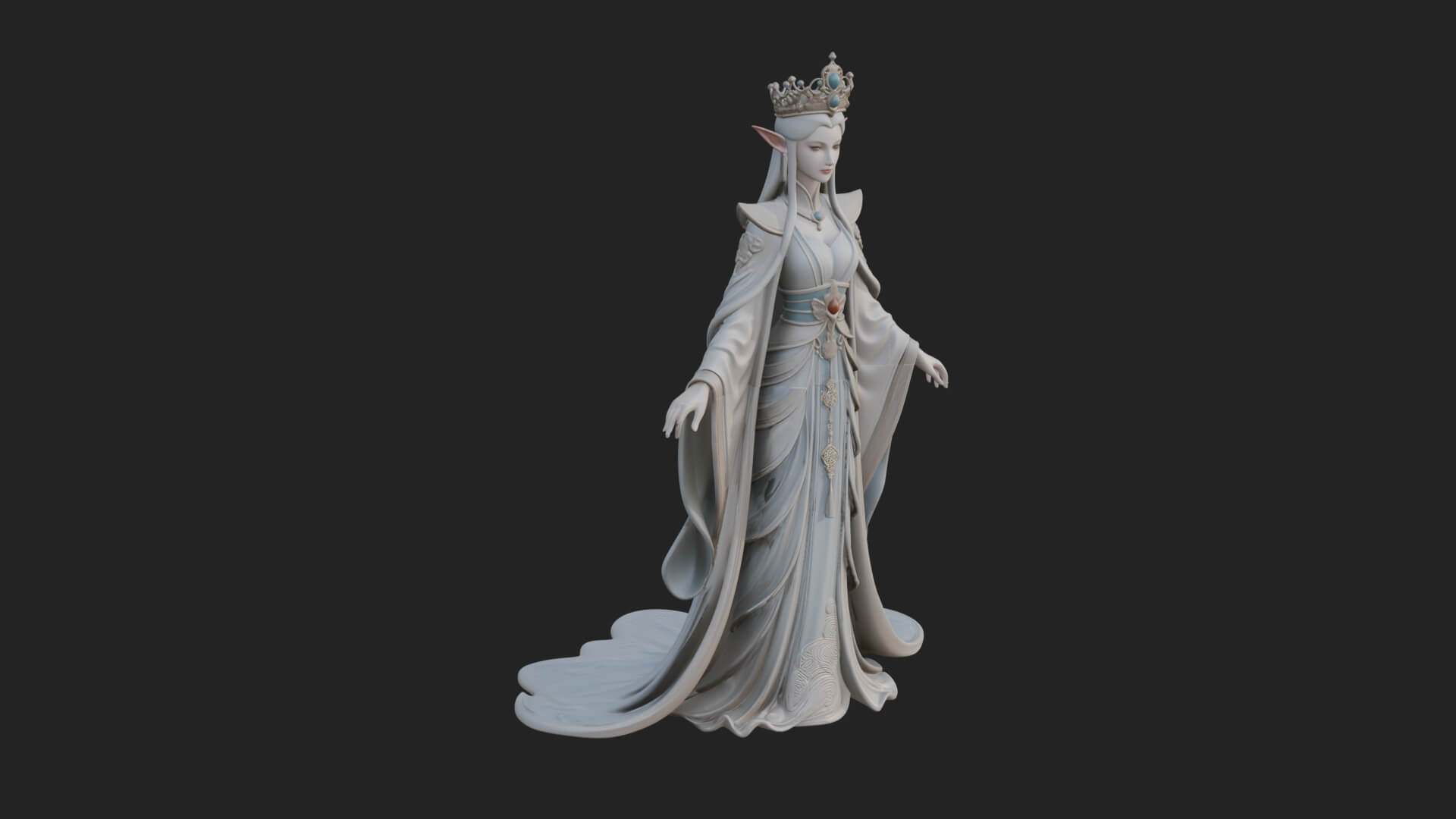 Elven Queen Statue Design 17 3D Print Model 3D Model