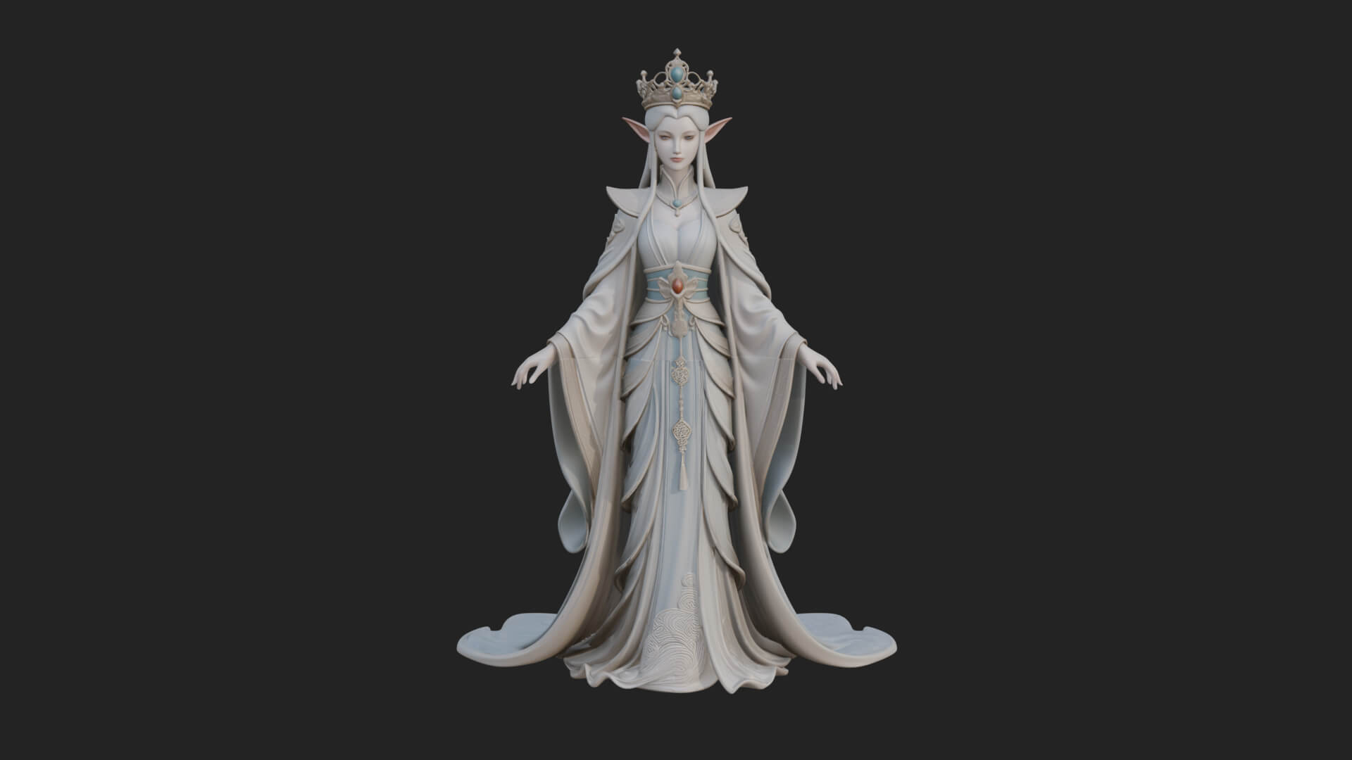 Elven Queen Statue Design 17 3D Print Model 3D Model