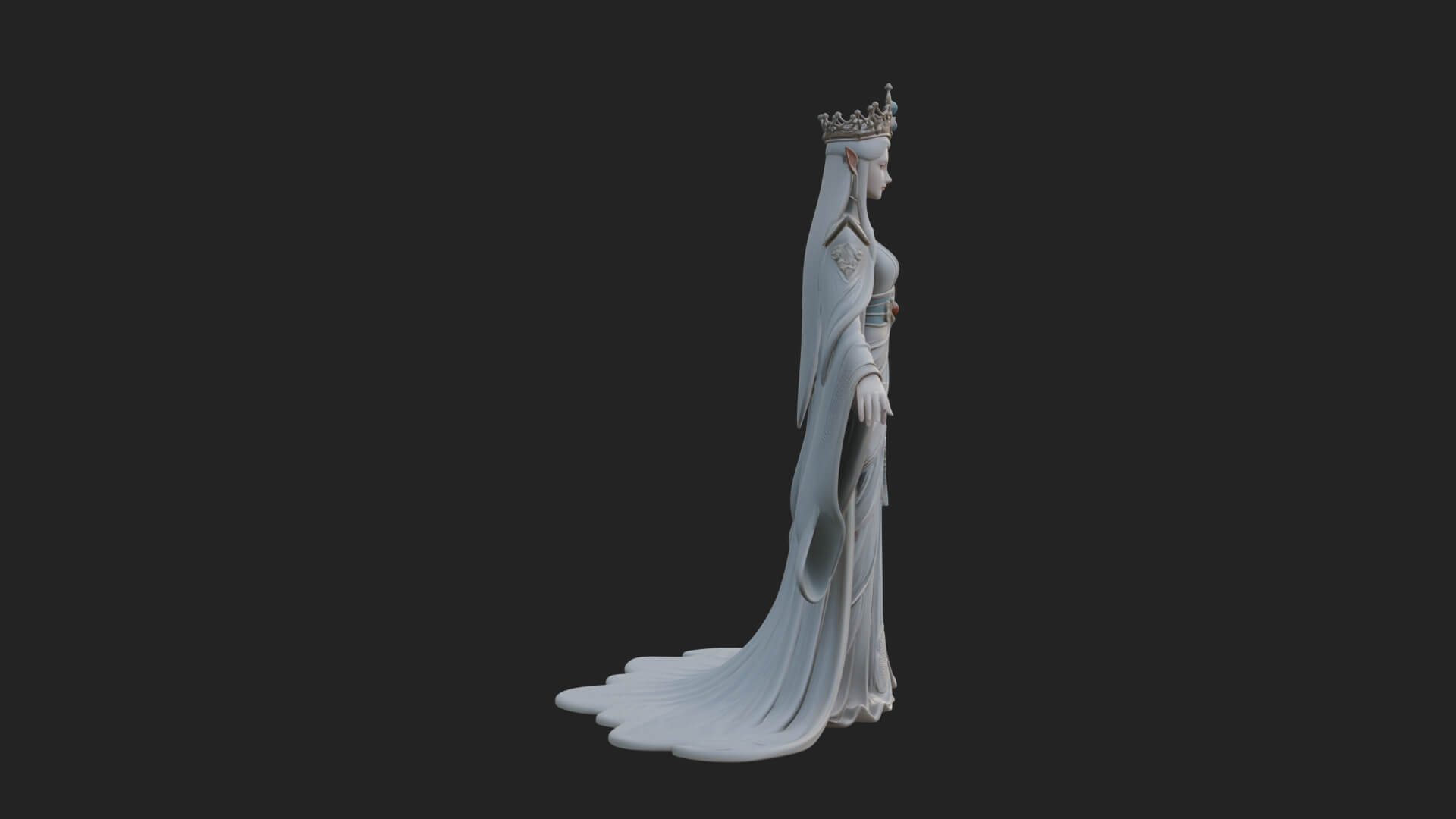 Elven Queen Statue Design 17 3D Print Model 3D Model