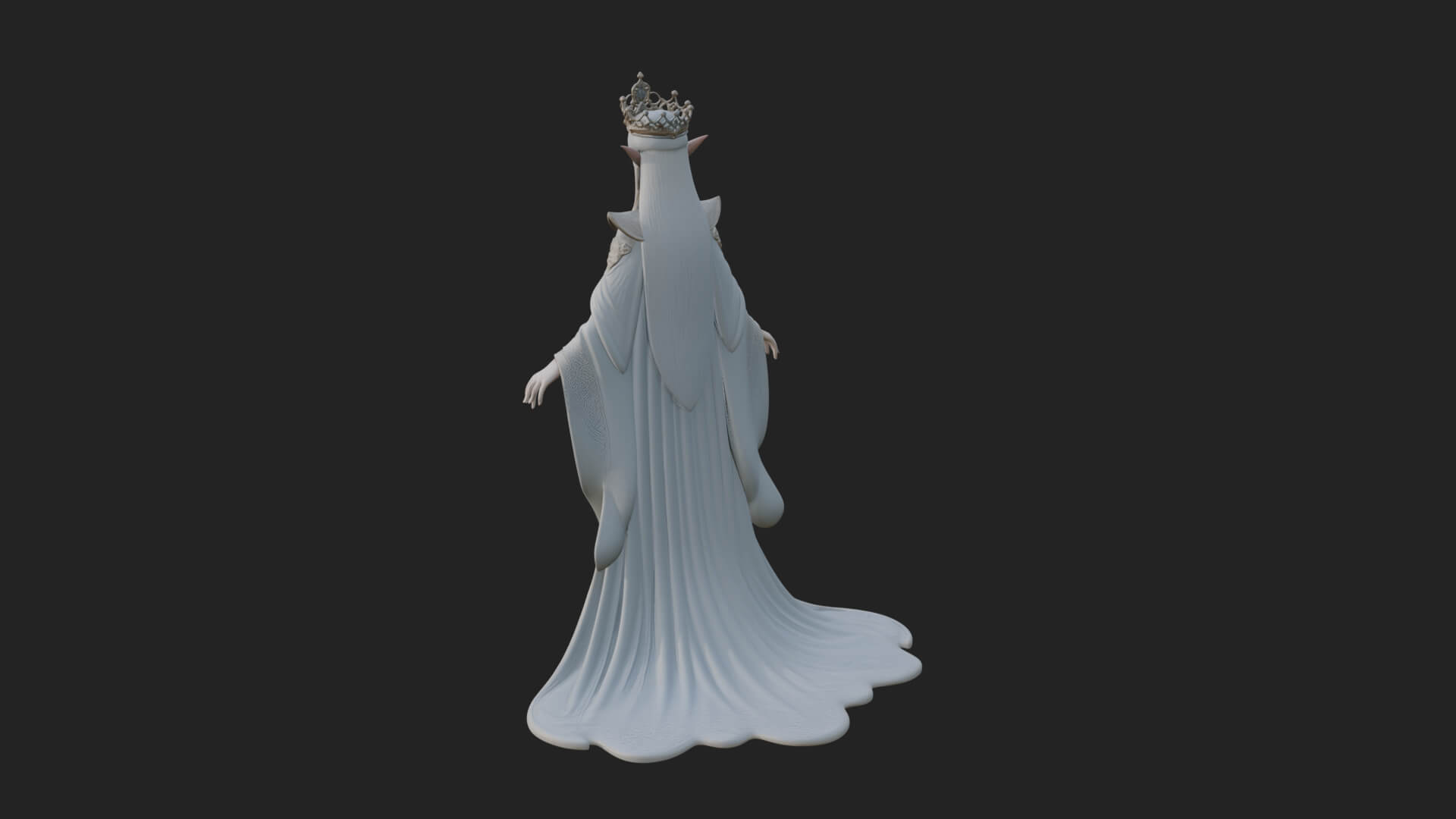 Elven Queen Statue Design 17 3D Print Model 3D Model