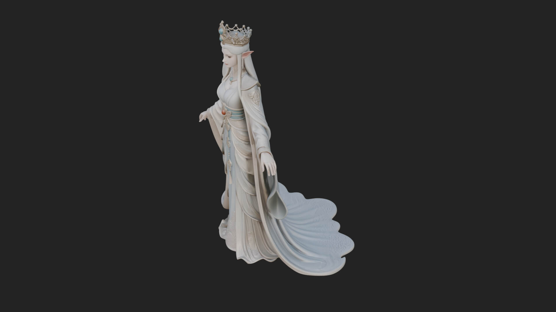 Elven Queen Statue Design 17 3D Print Model 3D Model