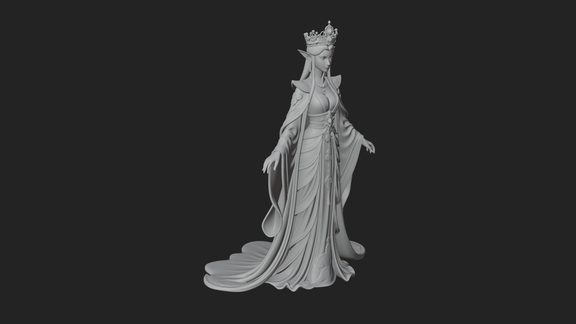 Elven Queen Statue Design 17 3D Print Model 3D Model