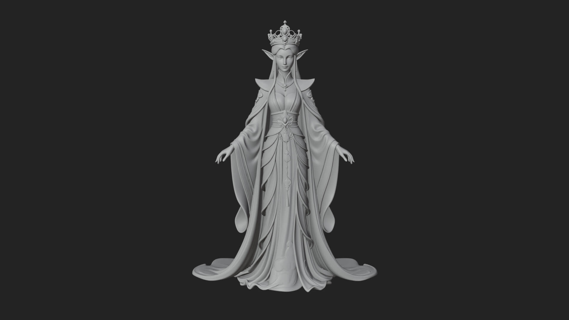 Elven Queen Statue Design 17 3D Print Model 3D Model