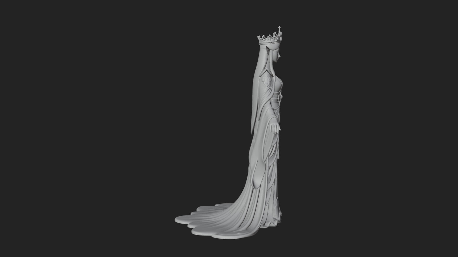Elven Queen Statue Design 17 3D Print Model 3D Model