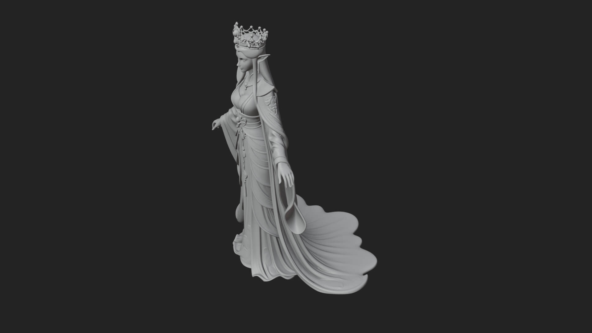 Elven Queen Statue Design 17 3D Print Model 3D Model