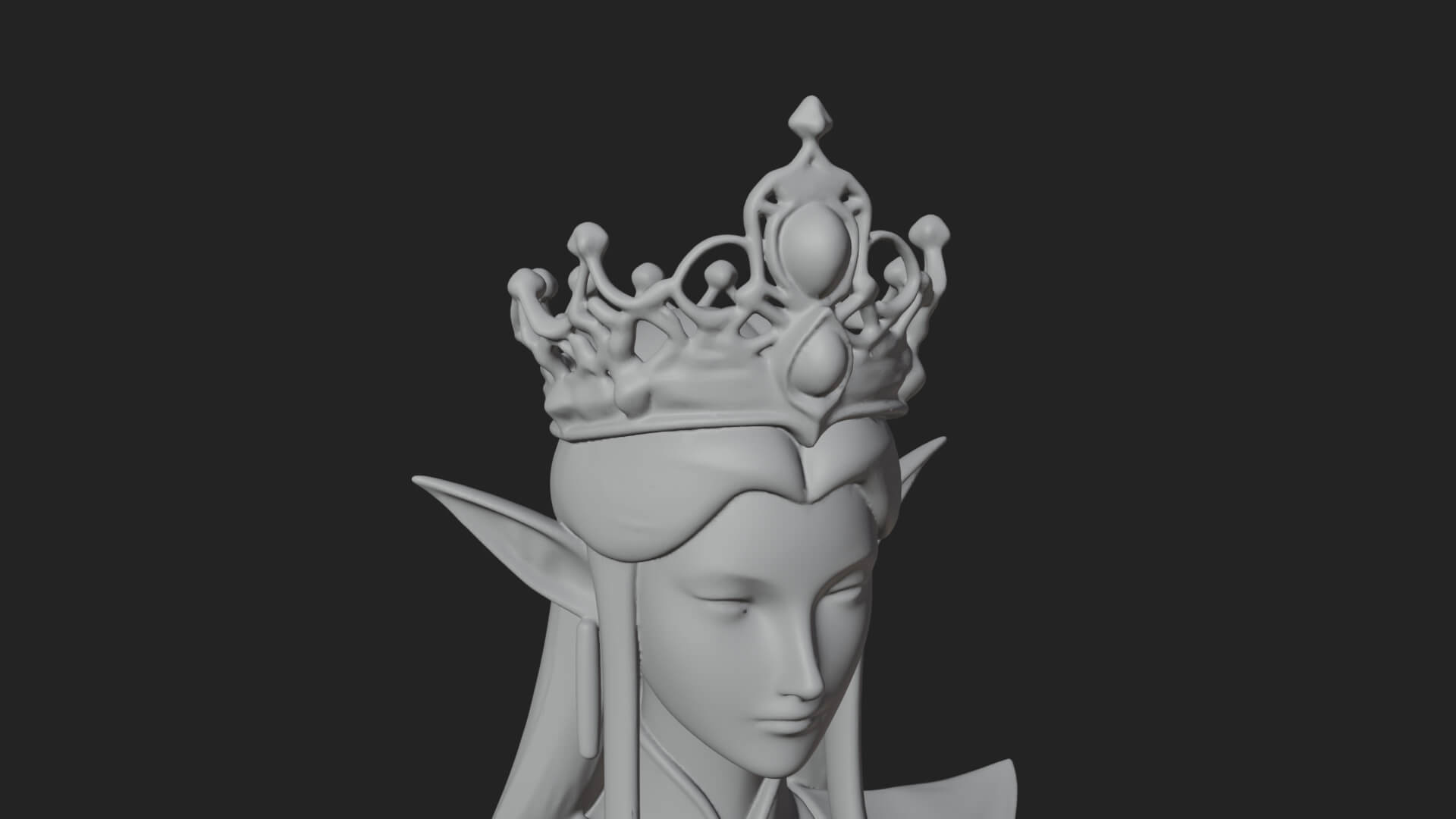 Elven Queen Statue Design 17 3D Print Model 3D Model