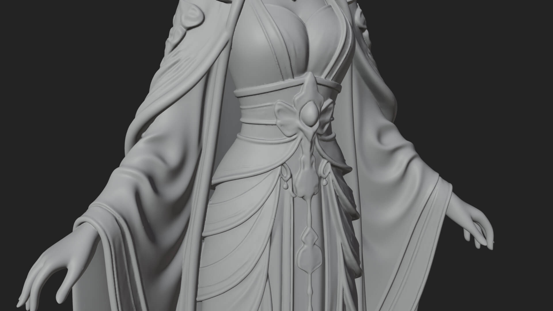 Elven Queen Statue Design 17 3D Print Model 3D Model