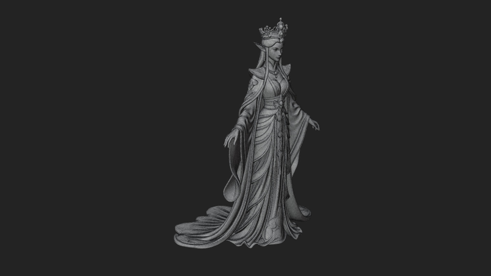 Elven Queen Statue Design 17 3D Print Model 3D Model