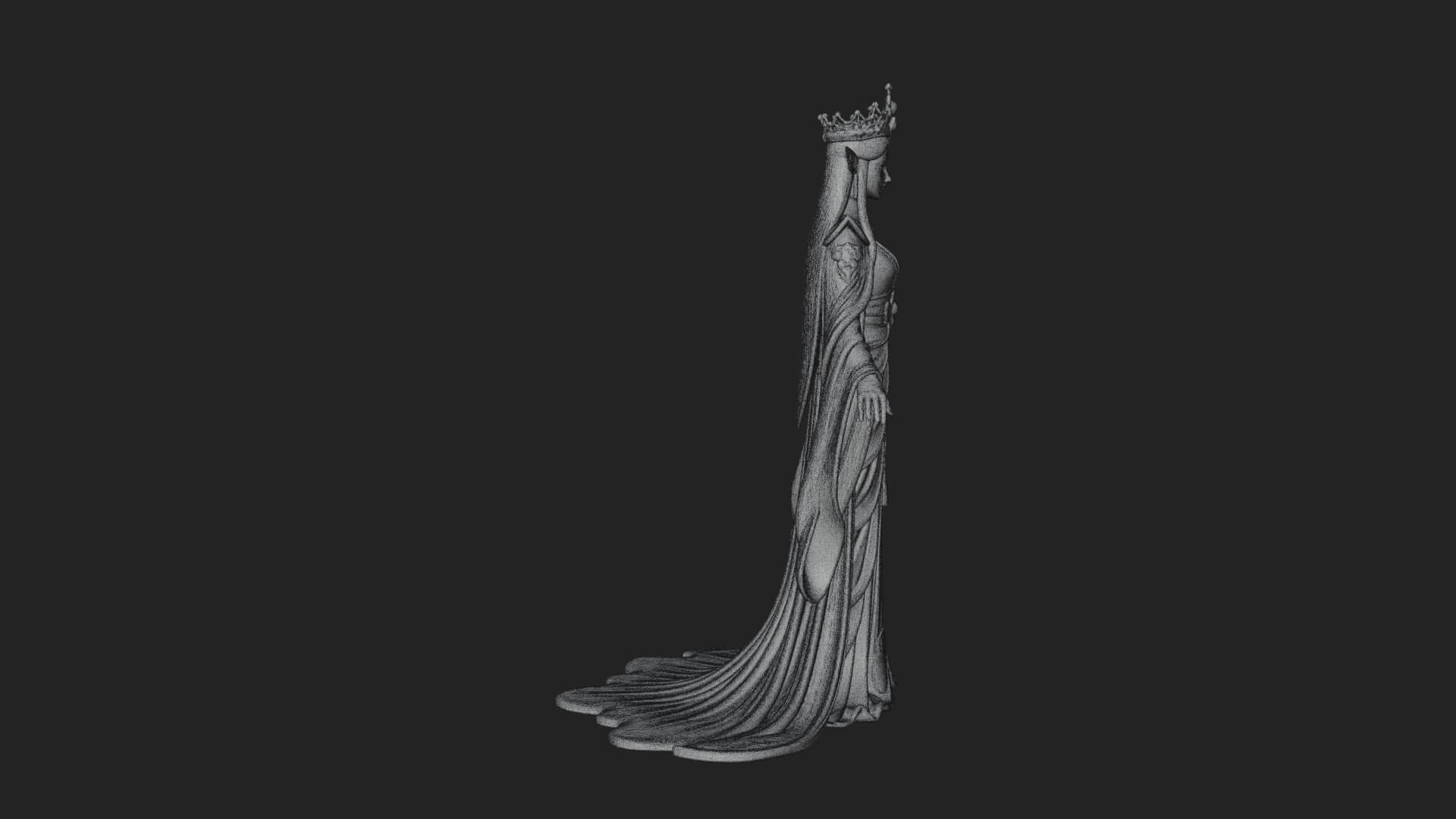 Elven Queen Statue Design 17 3D Print Model 3D Model