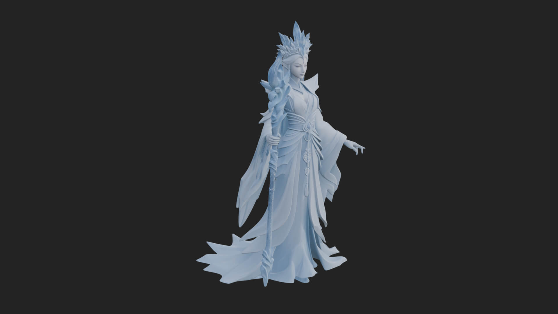 Elven Queen Statue Design 18 3D Print Model 3D Model
