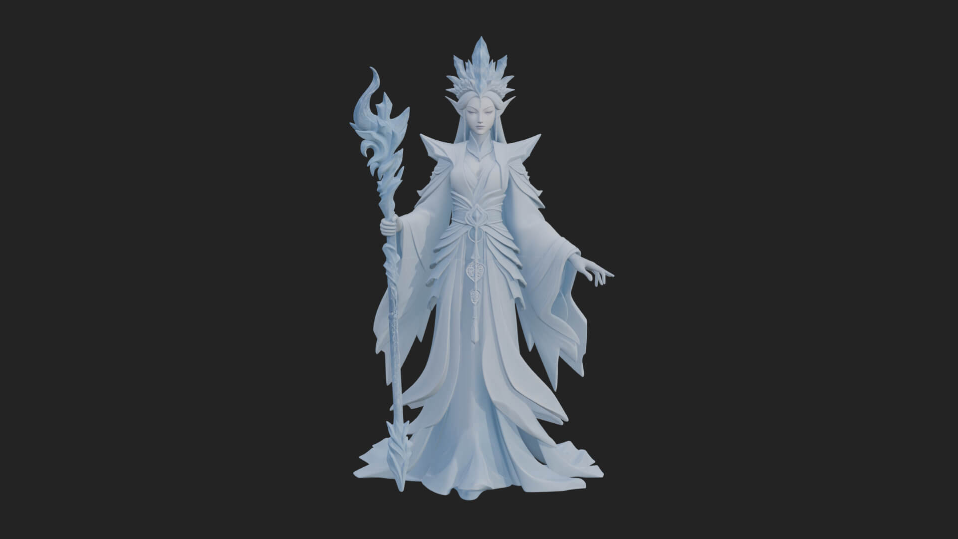 Elven Queen Statue Design 18 3D Print Model 3D Model
