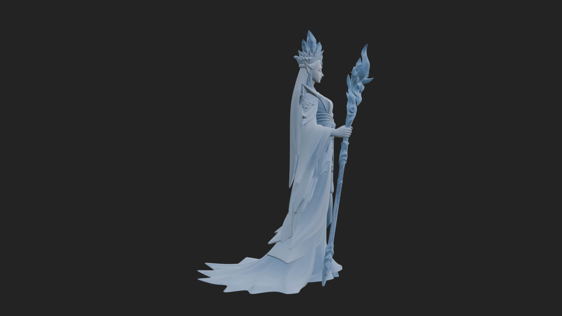 Elven Queen Statue Design 18 3D Print Model 3D Model