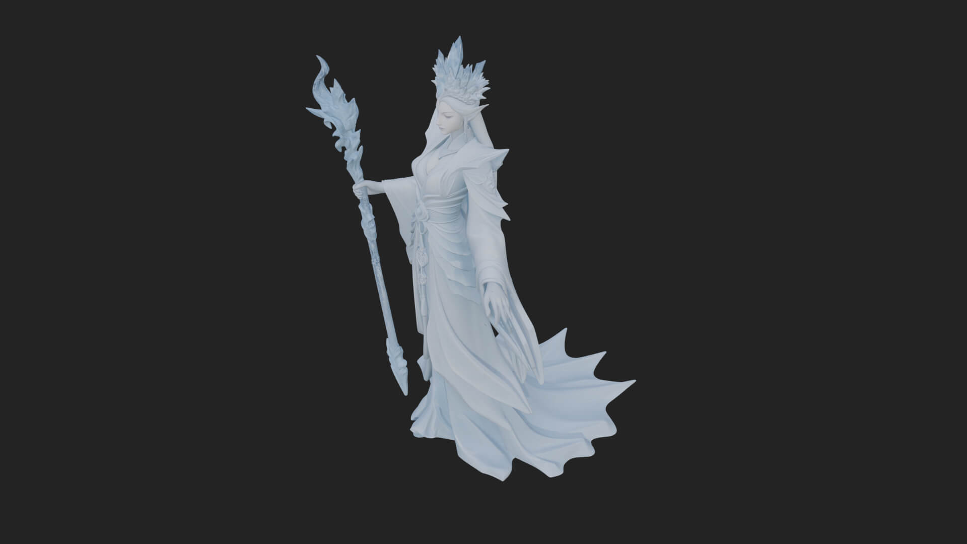 Elven Queen Statue Design 18 3D Print Model 3D Model