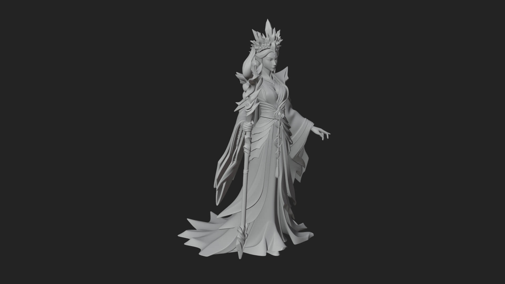 Elven Queen Statue Design 18 3D Print Model 3D Model